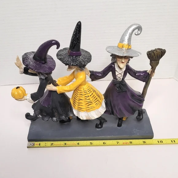 Witches Three Whimsical Statue Vintage Halloween Decor